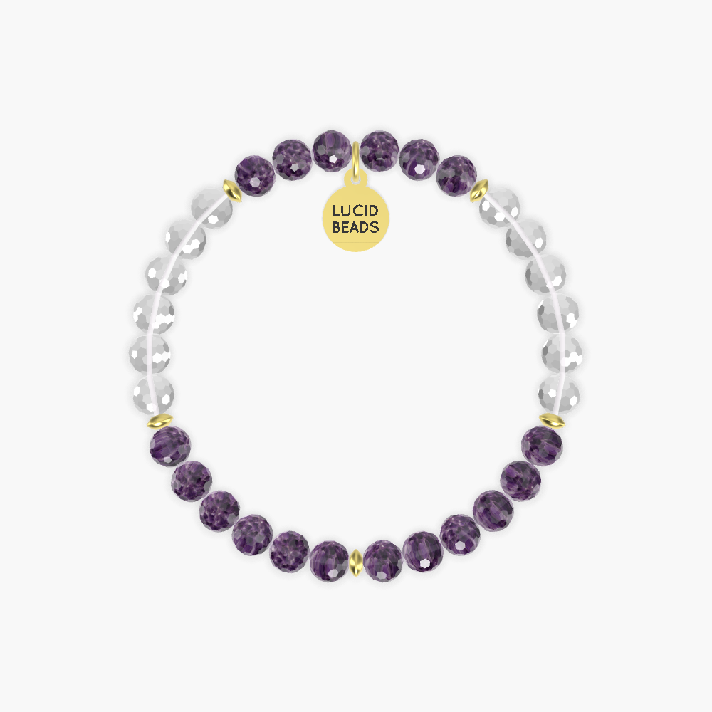 Serenity Harmony Gift - Amethyst and Clear Quartz Bracelet