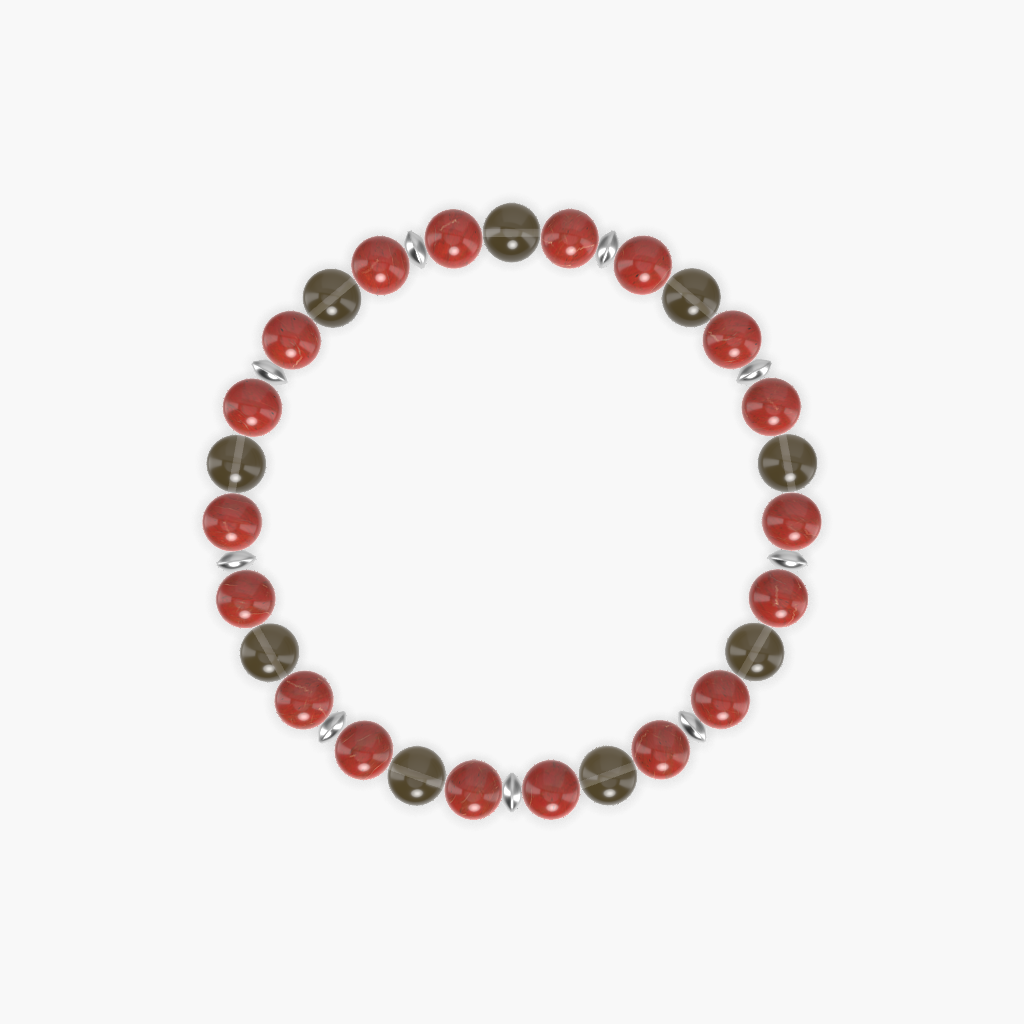 Red Jasper and Smoky Quartz Bracelet