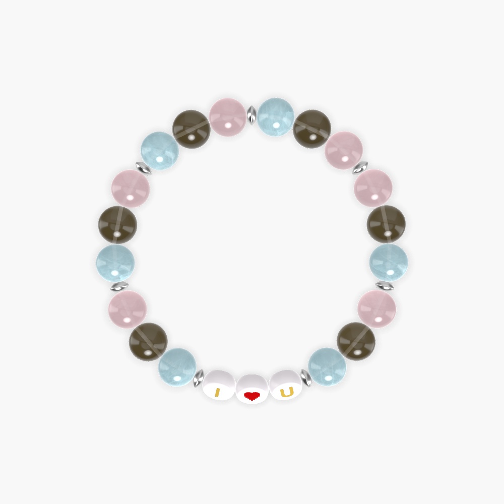 Aquamarine, Smoky Quartz and Rose Quartz Bracelet