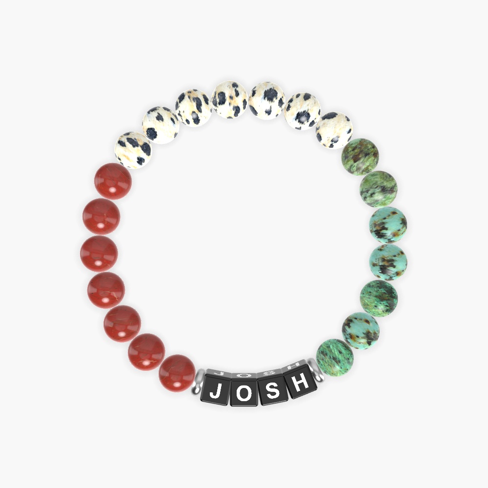 African Turquoise, Dalmatian Jasper and Red Jasper Bracelet