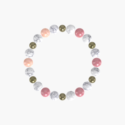 Howlite, Pyrite and Rhodonite Bracelet