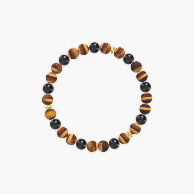 Tiger Eye and Black Obsidian Bracelet