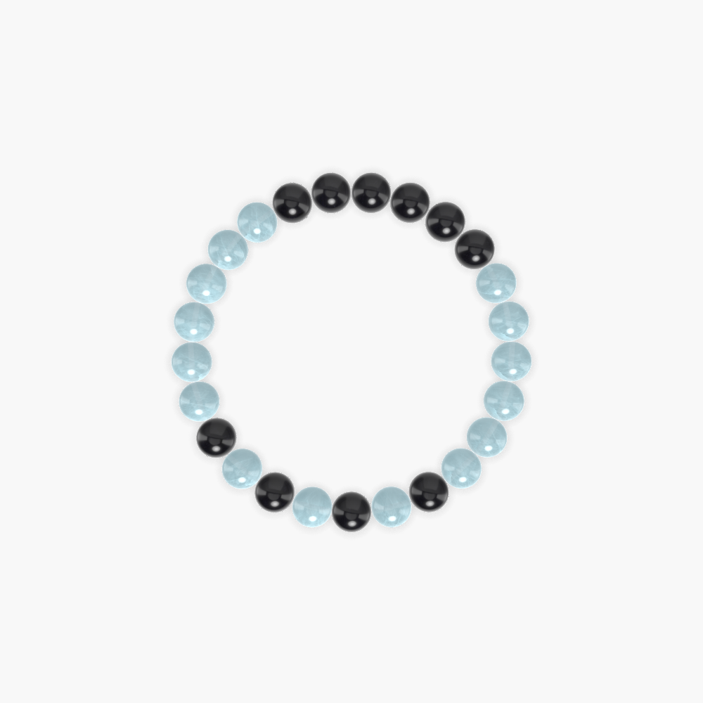 Aquamarine and Black Obsidian Bracelet