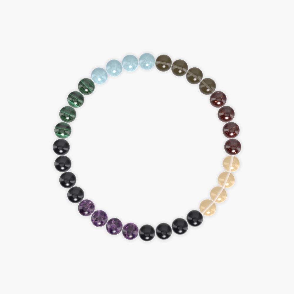 Black Obsidian, Citrine, Garnet and more Gemstone Bracelet