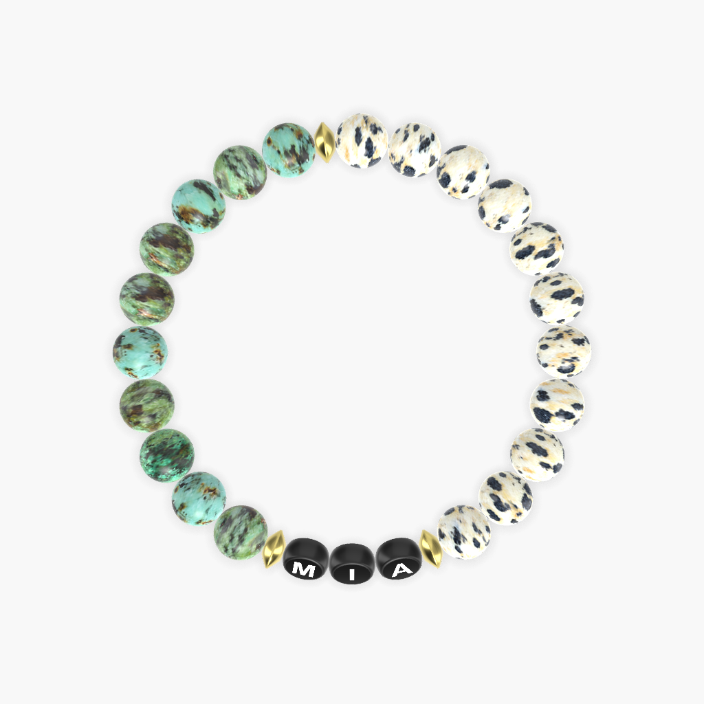 Dalmatian Jasper and African Turquoise Bracelet