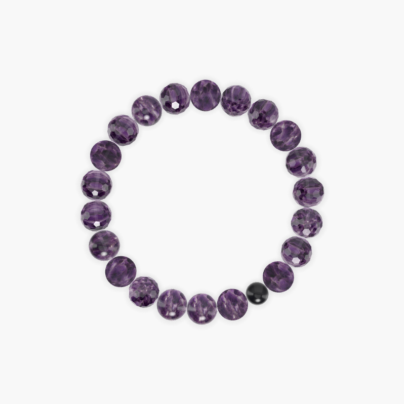 Amethyst and Black Obsidian Bracelet