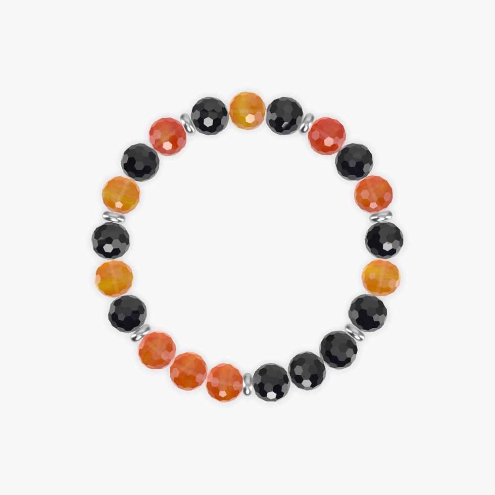 Black Tourmaline and Carnelian Bracelet