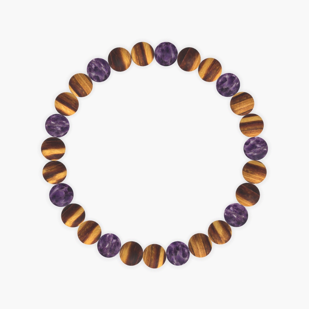 Tiger Eye and Amethyst Bracelet