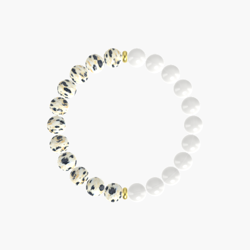 White Jade and Dalmatian Jasper Bracelet