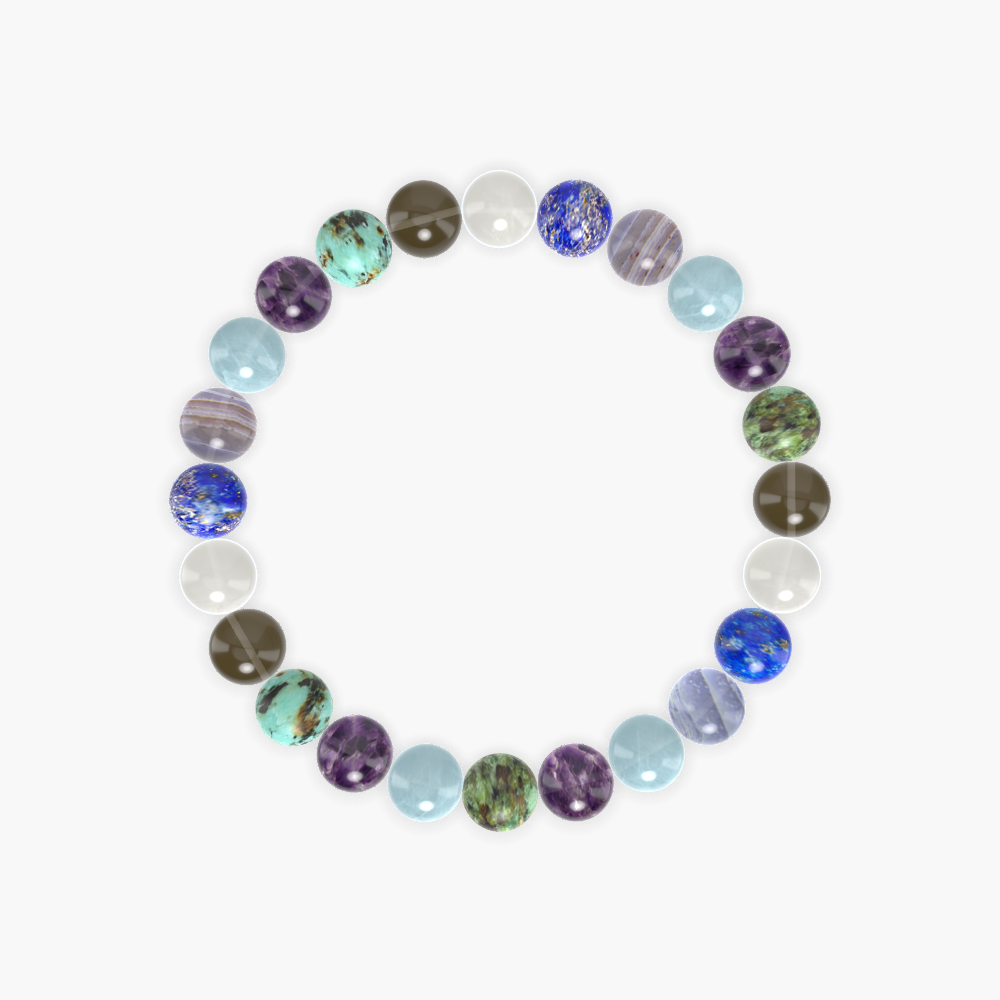 African Turquoise, Amethyst, Aquamarine and more Gemstone Bracelet