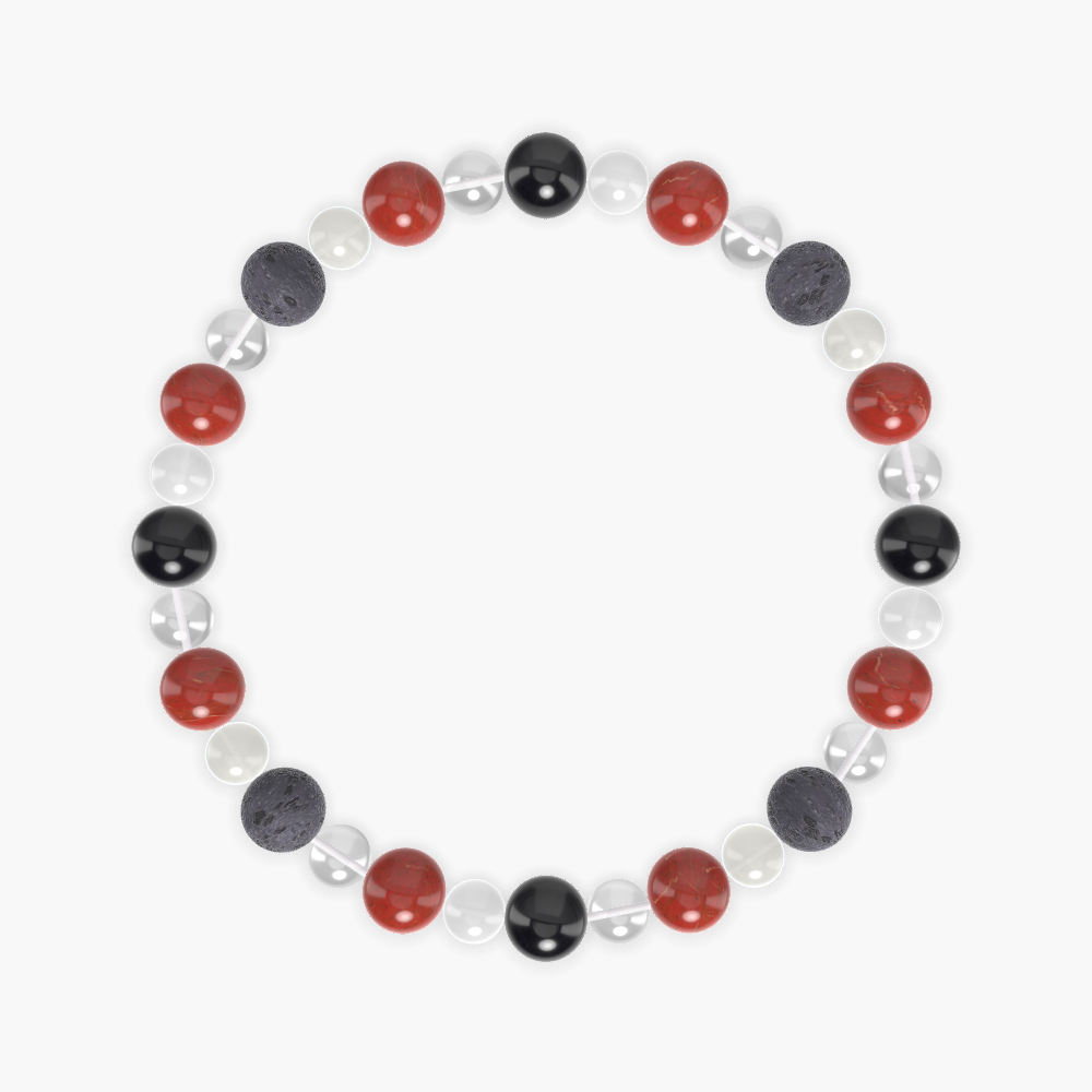 Clear Quartz, Red Jasper, Moonstone and more Gemstone Bracelet