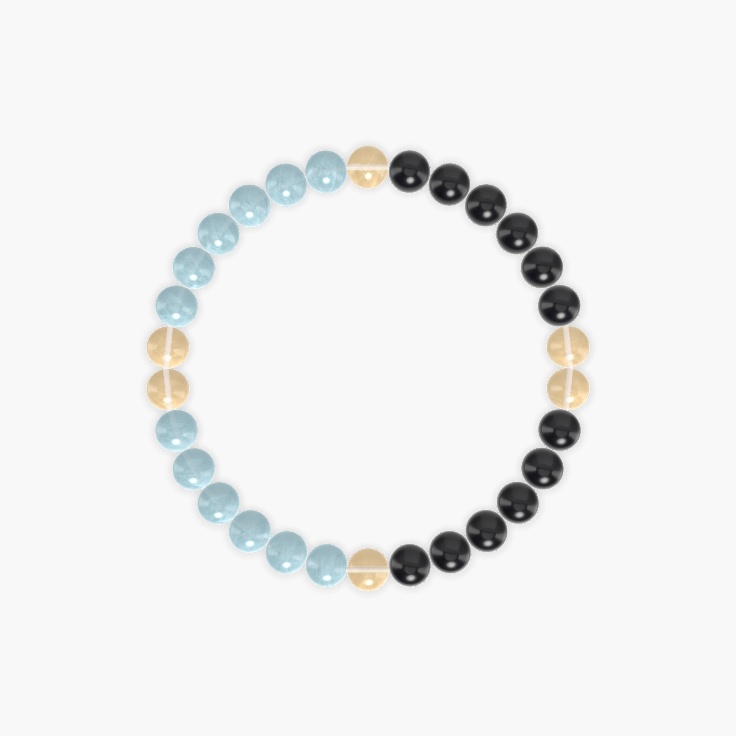 Black Obsidian, Aquamarine and Citrine Bracelet