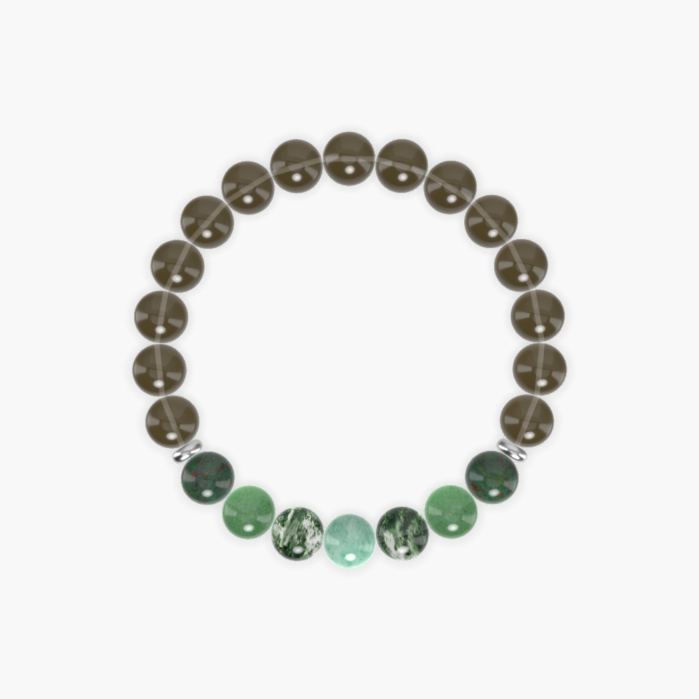Smoky Quartz, Moss Agate, Aventurine and more Gemstone Bracelet