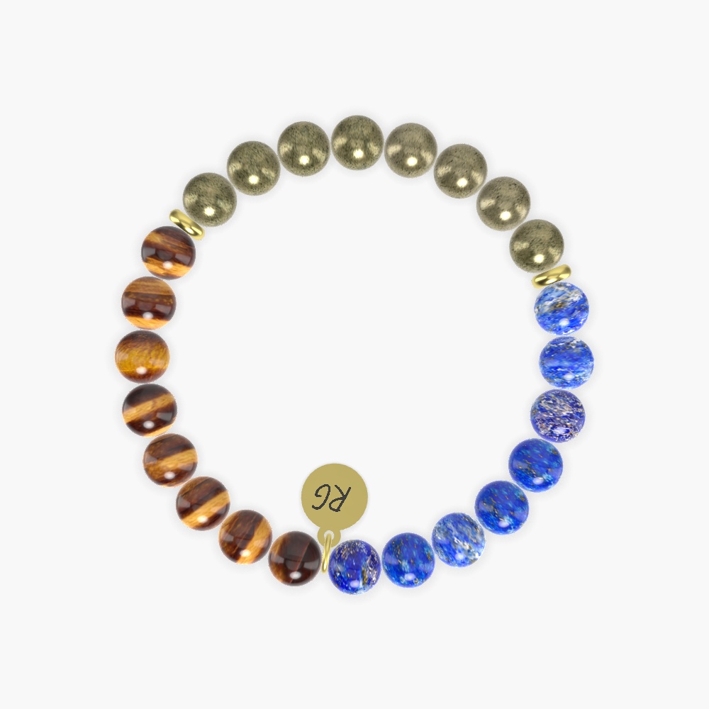 Lapis Lazuli, Pyrite and Tiger Eye Bracelet