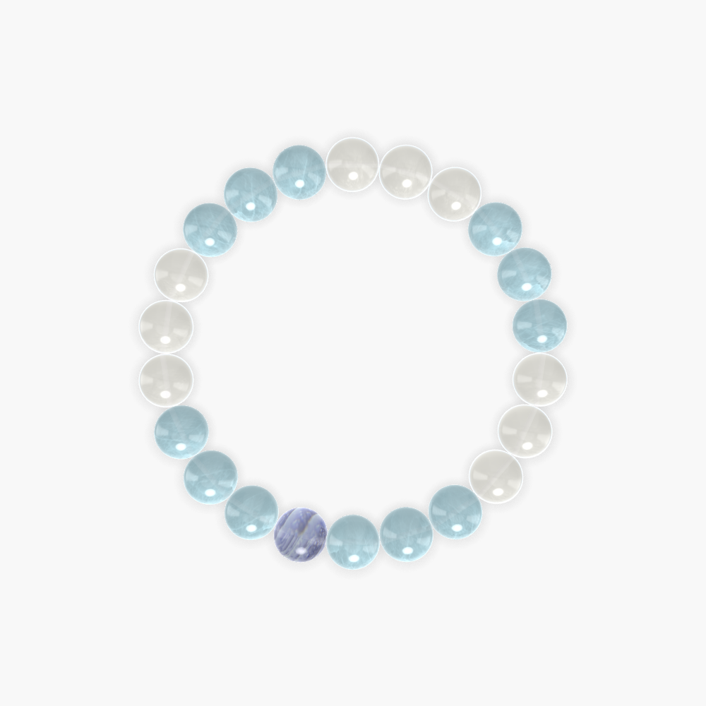 Aquamarine, Moonstone and Blue Lace Agate Bracelet