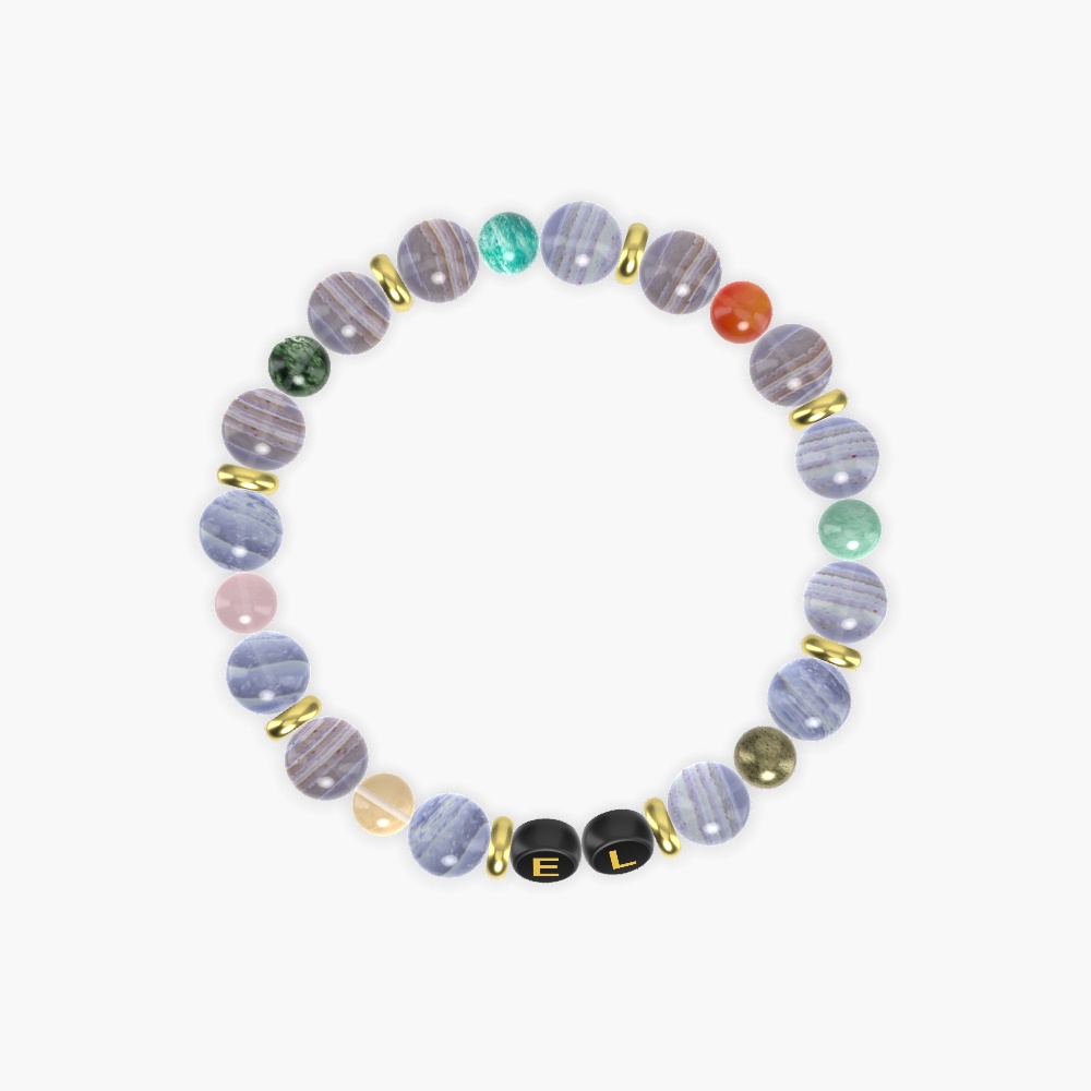 Blue Lace Agate, Pyrite, Green Jade, Carnelian, Amazonite etc. Gemstone Bead Bracelet