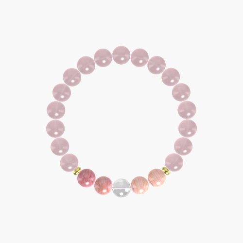 Rose Quartz, Rhodonite and Clear Quartz Bracelet