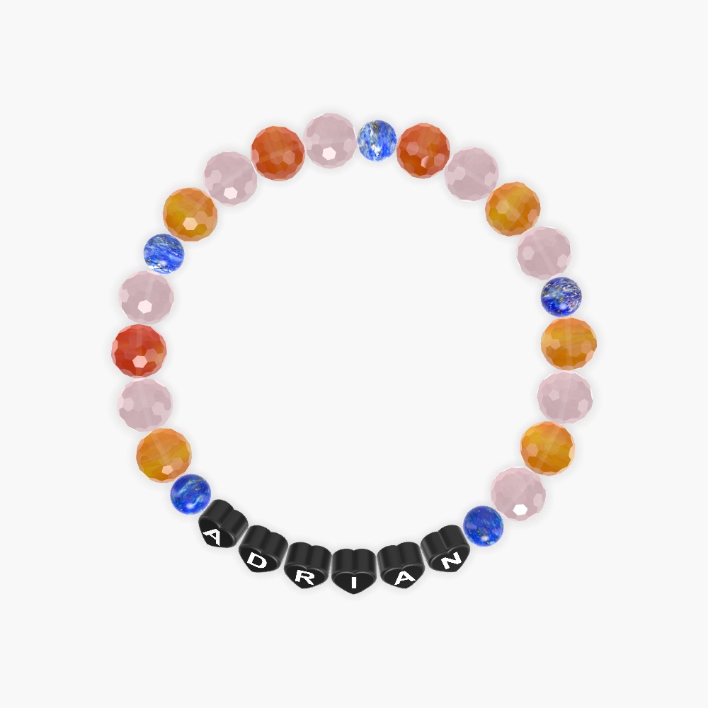 Rose Quartz, Carnelian and Lapis Lazuli Bracelet
