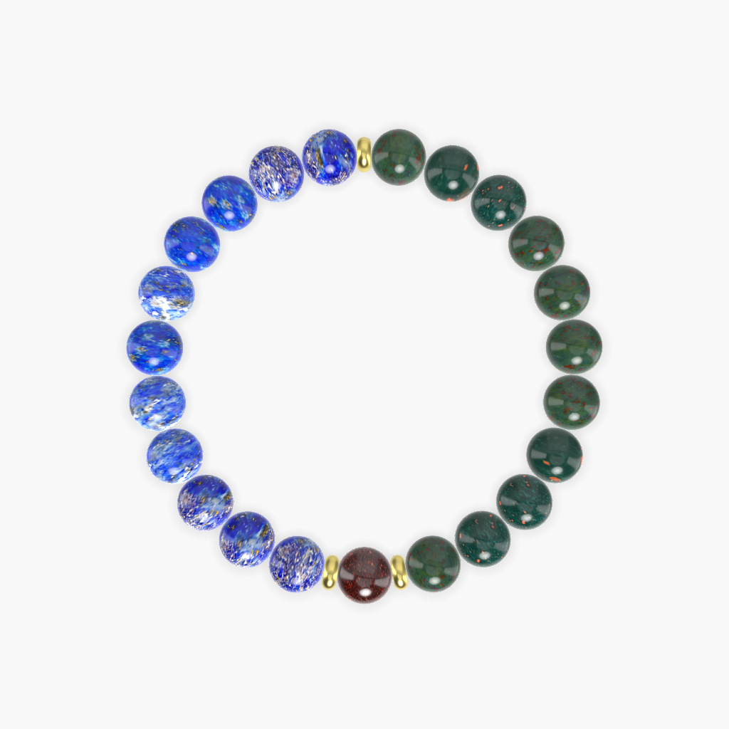 Bloodstone, Lapis Lazuli and Garnet Bracelet