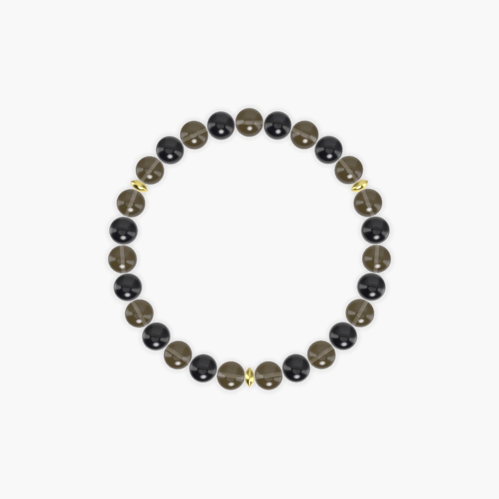 Smoky Quartz and Black Obsidian Bracelet