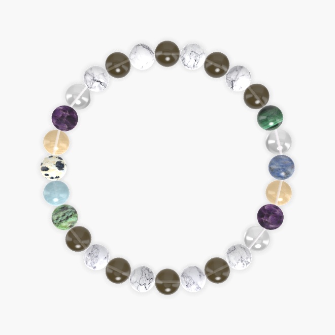 Smoky Quartz, Howlite, Clear Quartz and more Gemstone Bracelet