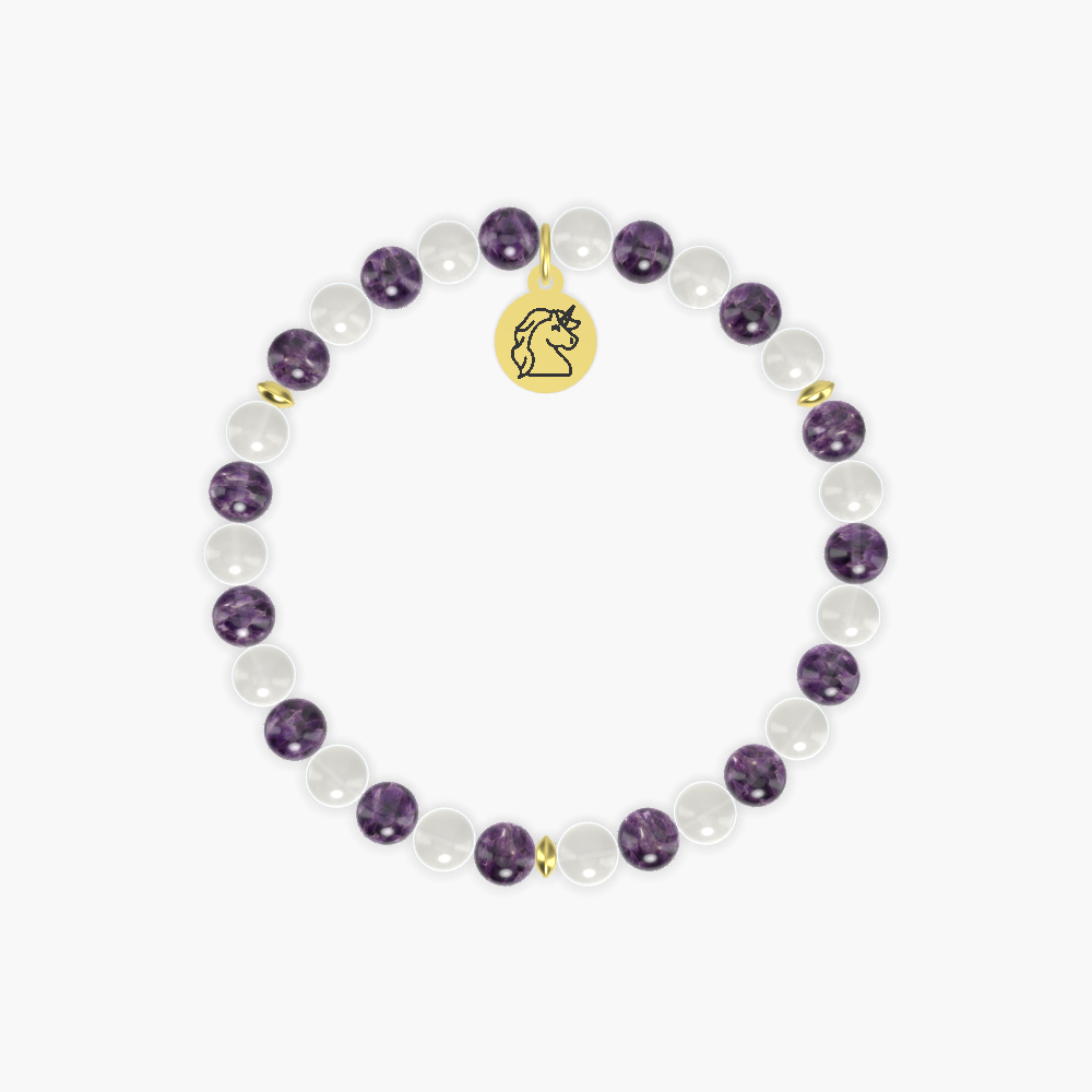 Celebrating National Unicorn Day - Moonstone and Amethyst Bracelet