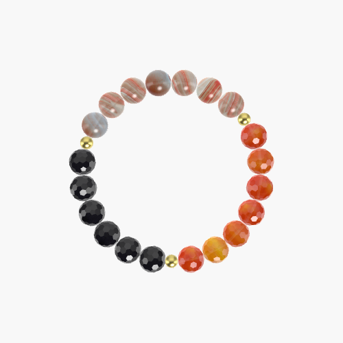 Carnelian, Sardonyx and Black Tourmaline Bracelet