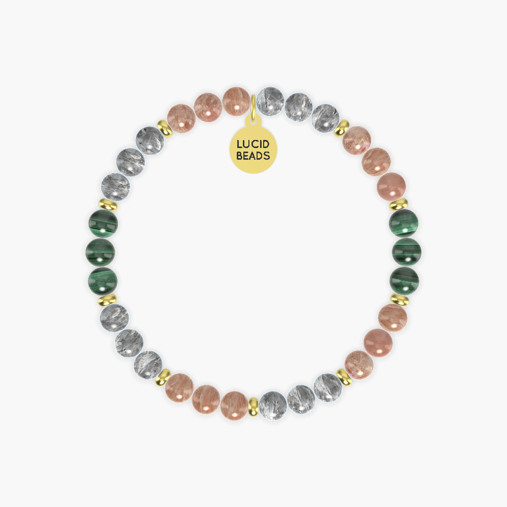 Labradorite, Sunstone and Malachite Bracelet