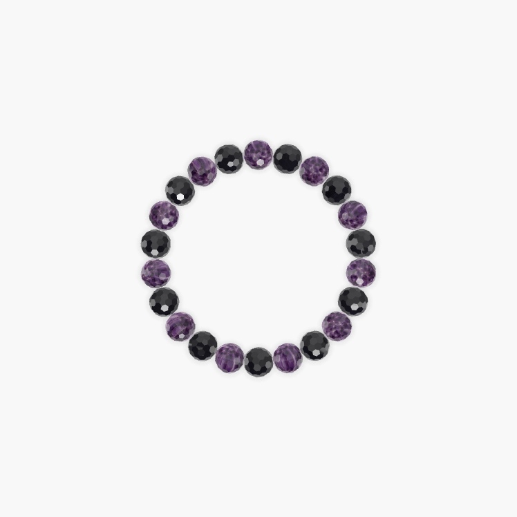 Black Tourmaline and Amethyst Bracelet