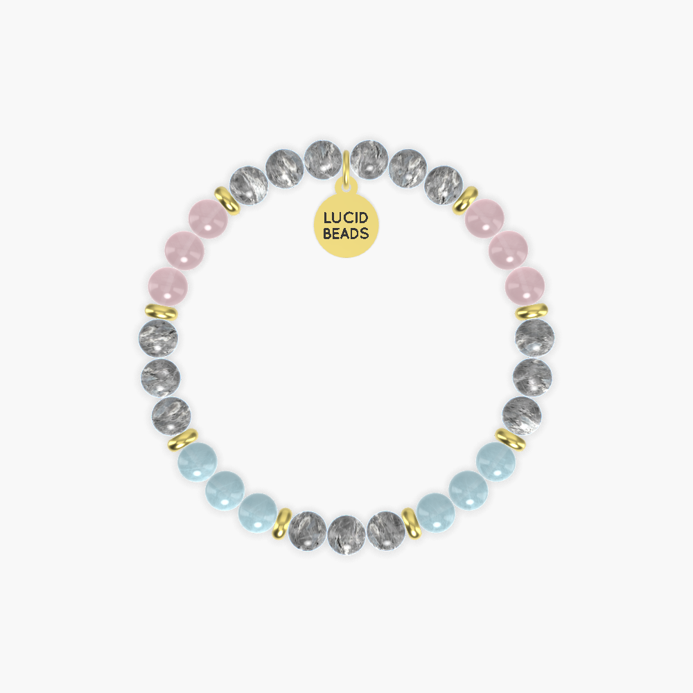 Labradorite, Aquamarine and Rose Quartz Bracelet