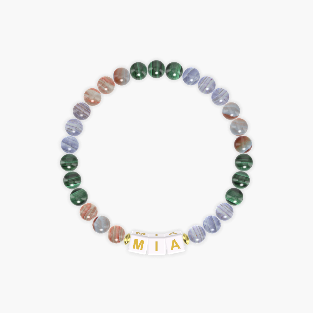 Blue Lace Agate, Malachite and Sardonyx Bracelet