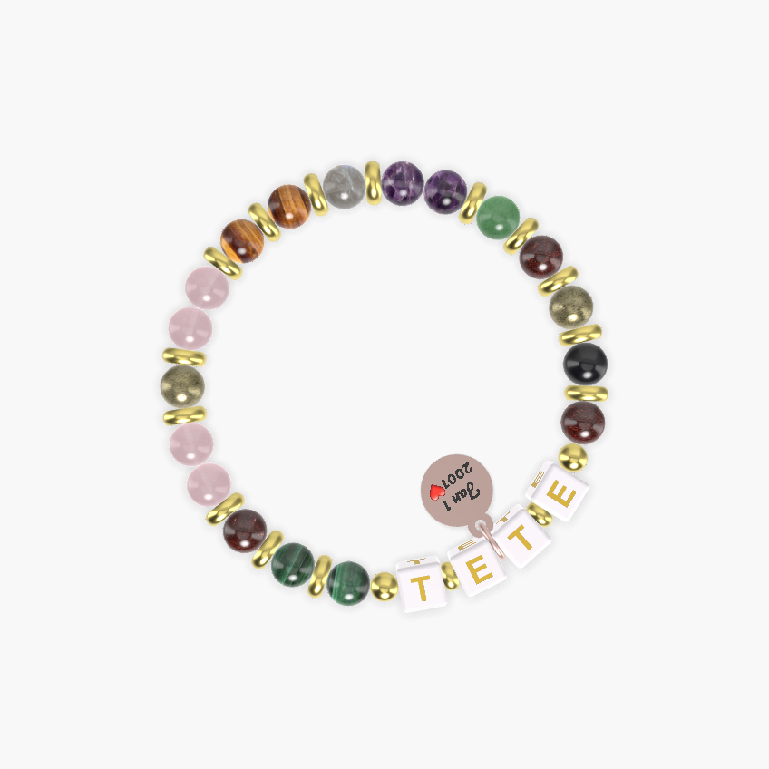 Rose Quartz, Garnet, Pyrite and more Gemstone Bracelet