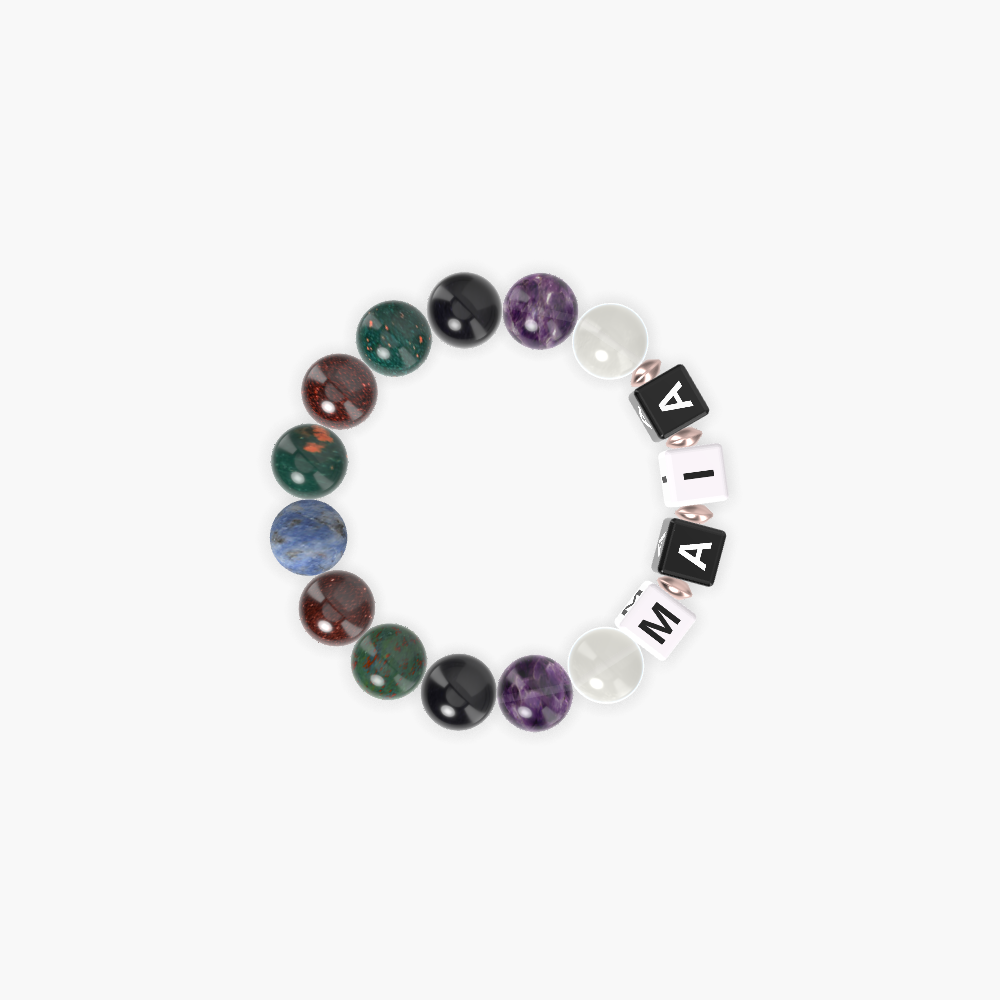 Bloodstone, Amethyst, Moonstone and more Gemstone Bracelet