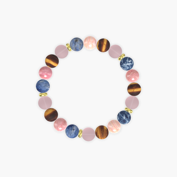 Rose Quartz, Tiger Eye, Rhodonite and more Gemstone Bracelet