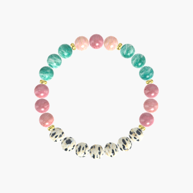 Rhodonite, Dalmatian Jasper and Amazonite Bracelet