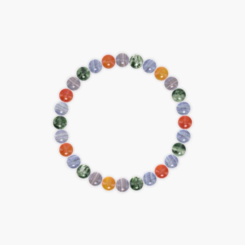 Blue Lace Agate, Moss Agate and Carnelian Bracelet