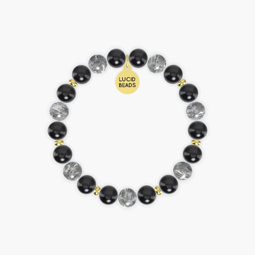 Black Obsidian and Labradorite Bracelet
