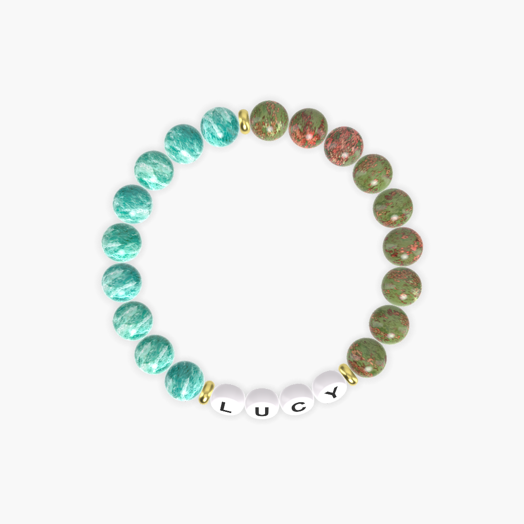 Unakite and Amazonite Bracelet