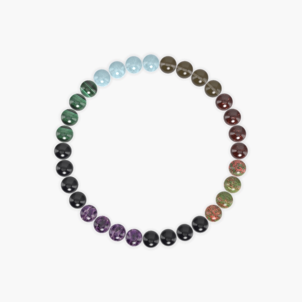 Black Obsidian, Unakite, Garnet and more Gemstone Bracelet