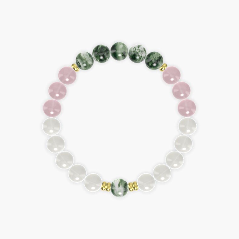 Moonstone, Moss Agate and Rose Quartz Bracelet
