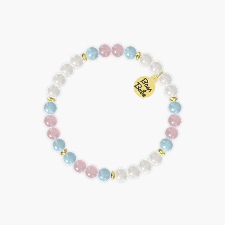 Moonstone, Aquamarine and Rose Quartz Bracelet