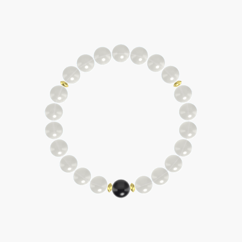 Moonstone and Black Obsidian Bracelet