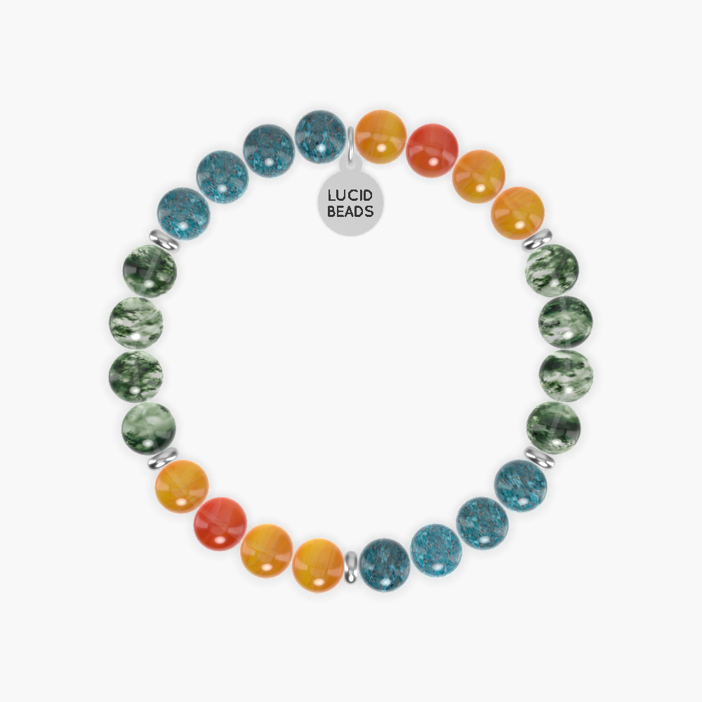 Apatite, Moss Agate and Carnelian Bracelet