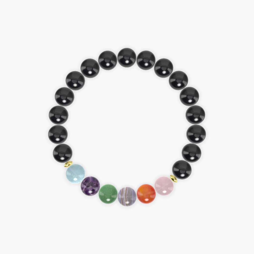 Black Tourmaline, Blue Lace Agate, Carnelian and more Gemstone Bracelet