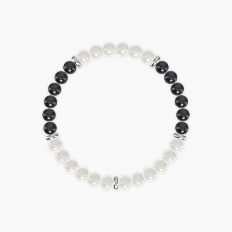 Moonstone and Black Tourmaline Bracelet