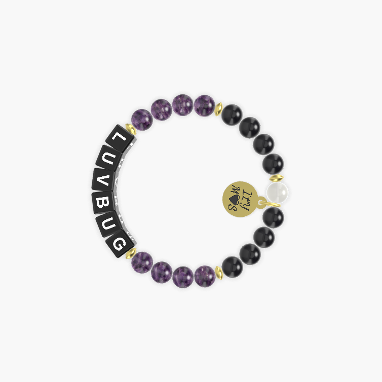 Black Obsidian, Amethyst and Moonstone Bracelet