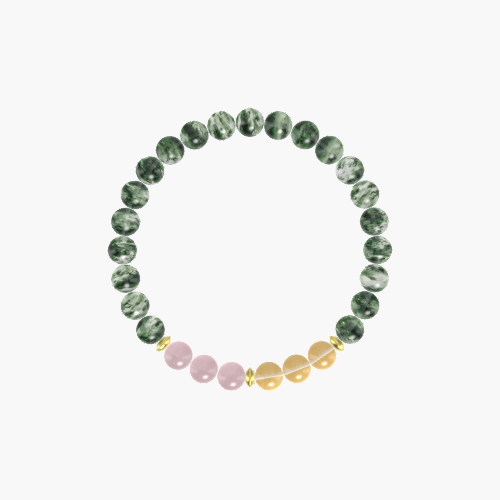 Moss Agate, Citrine and Rose Quartz Bracelet