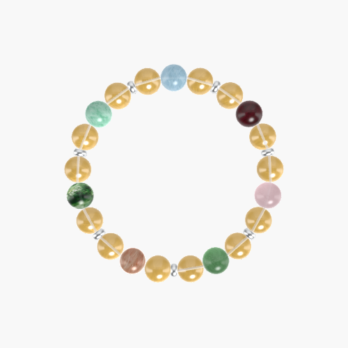 Citrine, Green Aventurine, Rose Quartz, Garnet, Aquamarine etc. Gemstone Bead Bracelet