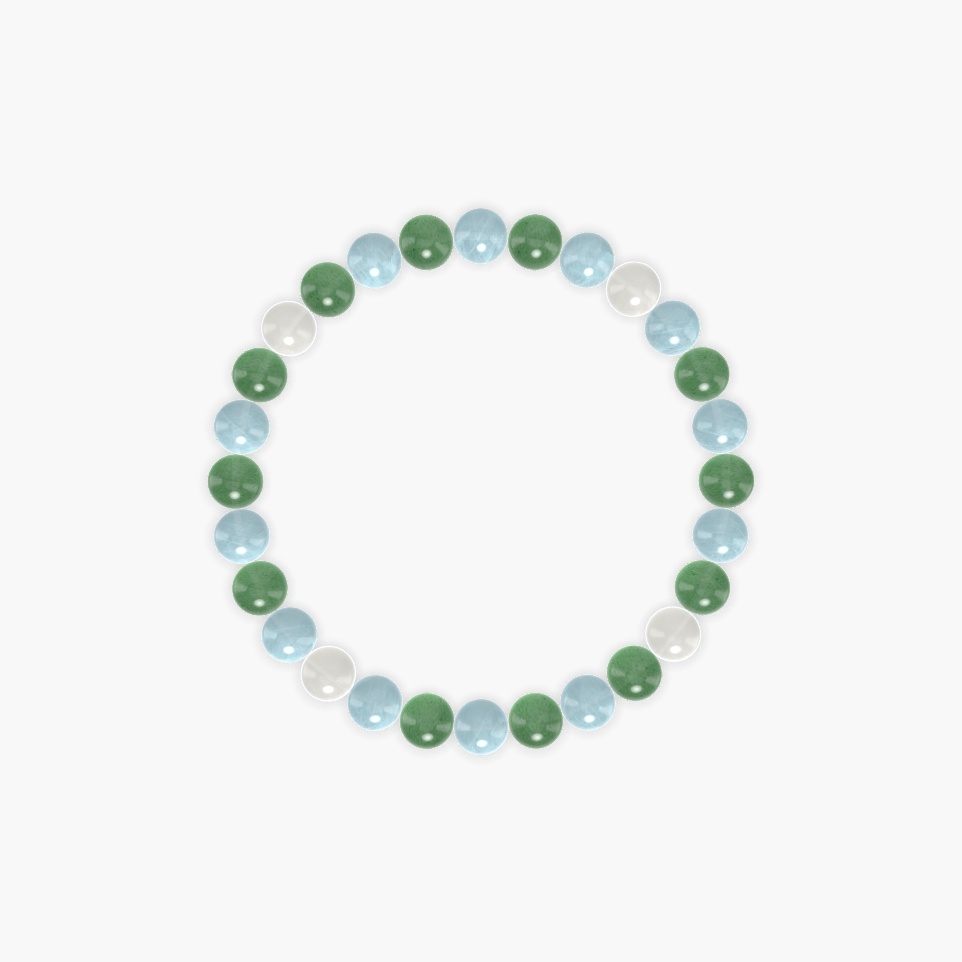 Aquamarine, Aventurine and Moonstone Bracelet
