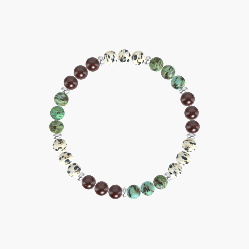 African Turquoise, Dalmatian Jasper and Garnet Bracelet